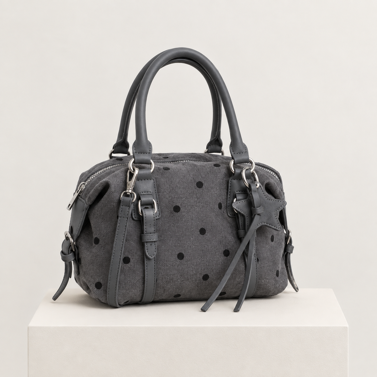 Petit Sac Carré Minimaliste à Pois – Bandoulière Polyvalente
