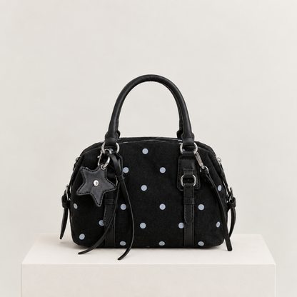 Petit Sac Carré Minimaliste à Pois – Bandoulière Polyvalente