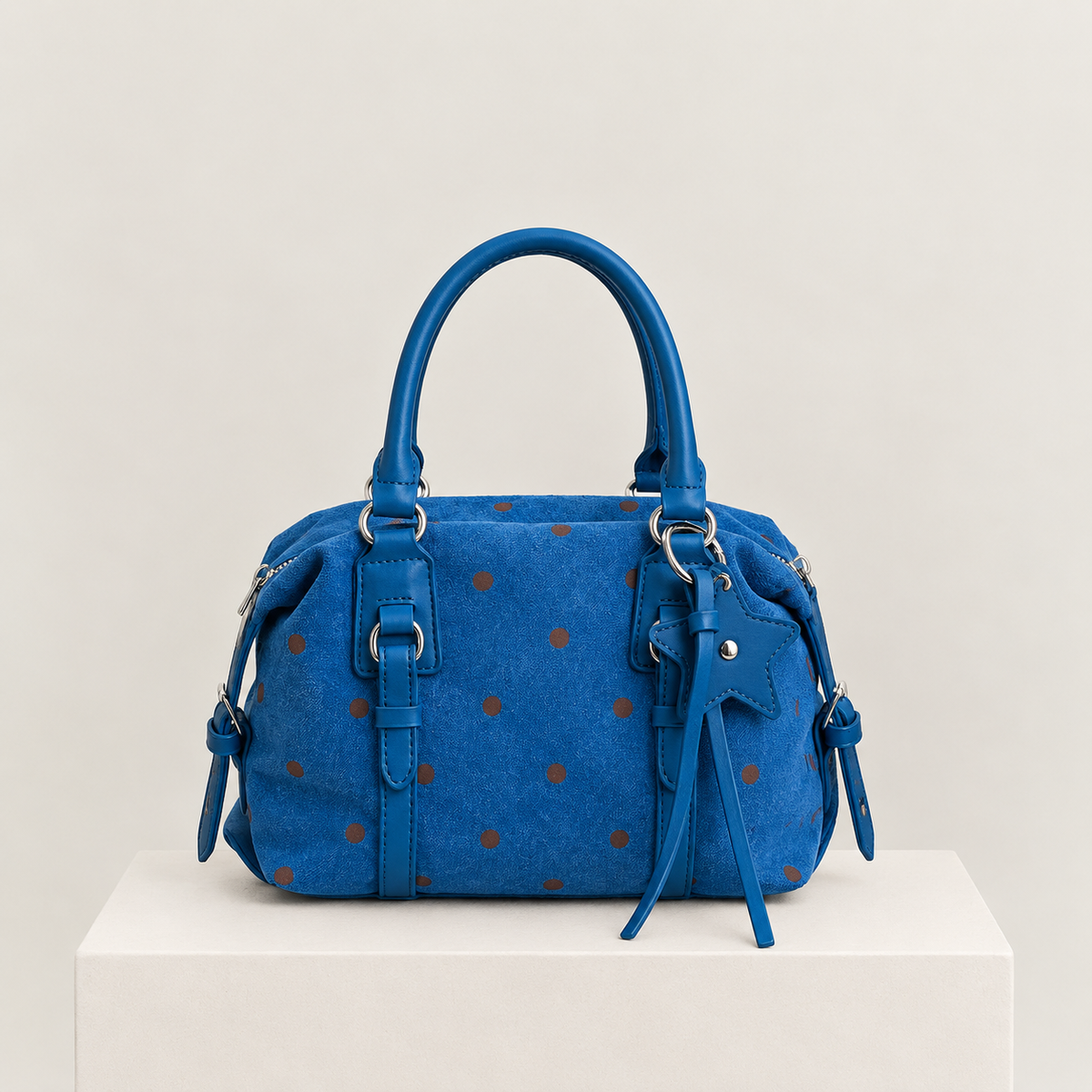 Petit Sac Carré Minimaliste à Pois – Bandoulière Polyvalente