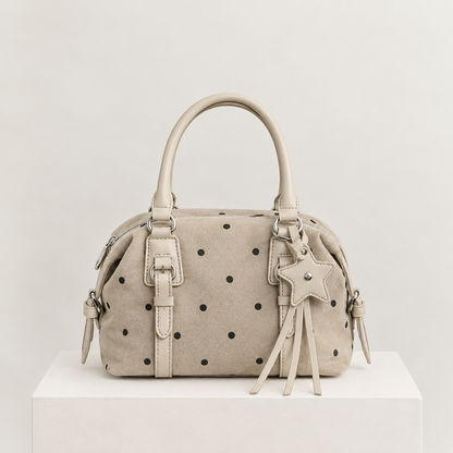 Petit Sac Carré Minimaliste à Pois – Bandoulière Polyvalente