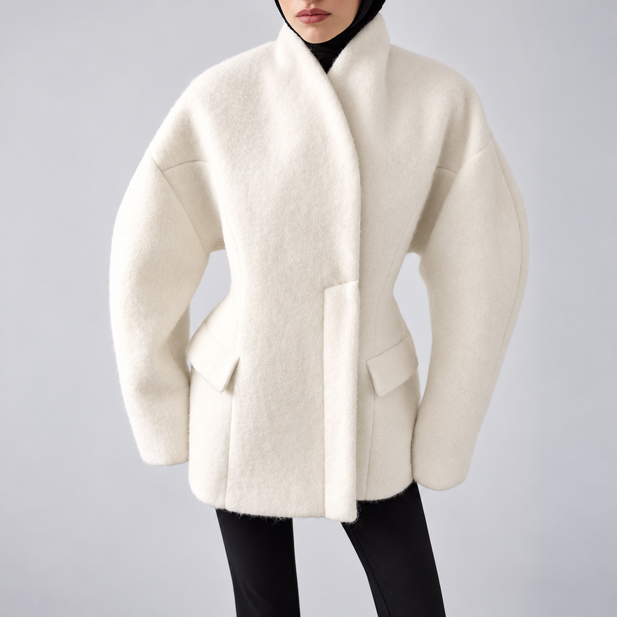 Manteau Écrin d’Hiver – Élégance Sculpturale